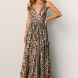 Lucienne Shimmer Maxi Gown | Eucalyptus + Rose